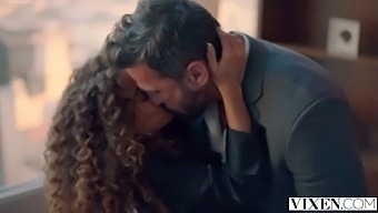 Seduction Succeeds: Petite Brunette Cecilia Lion Entices Boss With Kisses And Oral Pleasure