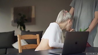 Zoom Class Turns Steamy As Blonde Babe Gets Creampied